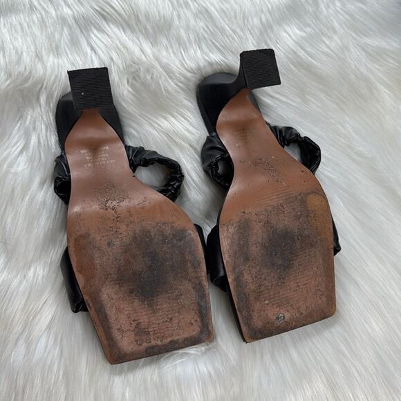 ASOS Black Harling Square Toe Ruched Toe Mid Heel Mules - Picture 8 of 10